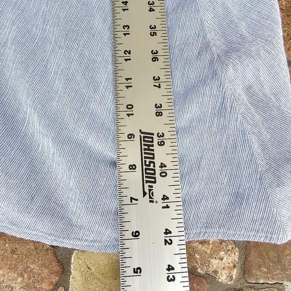 Lulus Yacht Rock Blue Striped Off Shoulder Ruffle Dress Midi Size Small - Picture 12 of 12